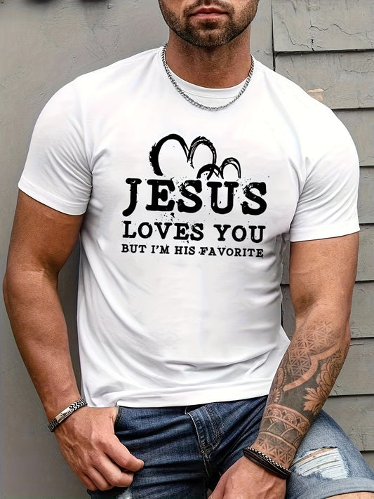 Jesus Loves You But I'm His Favorite Plus Size Men's Christian T-shirt claimedbygoddesigns