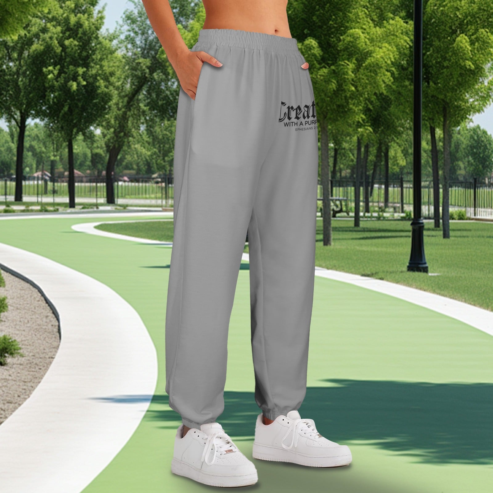 Created With A Purpose Casual High Waist Pocket Women's Christian Sweatpants