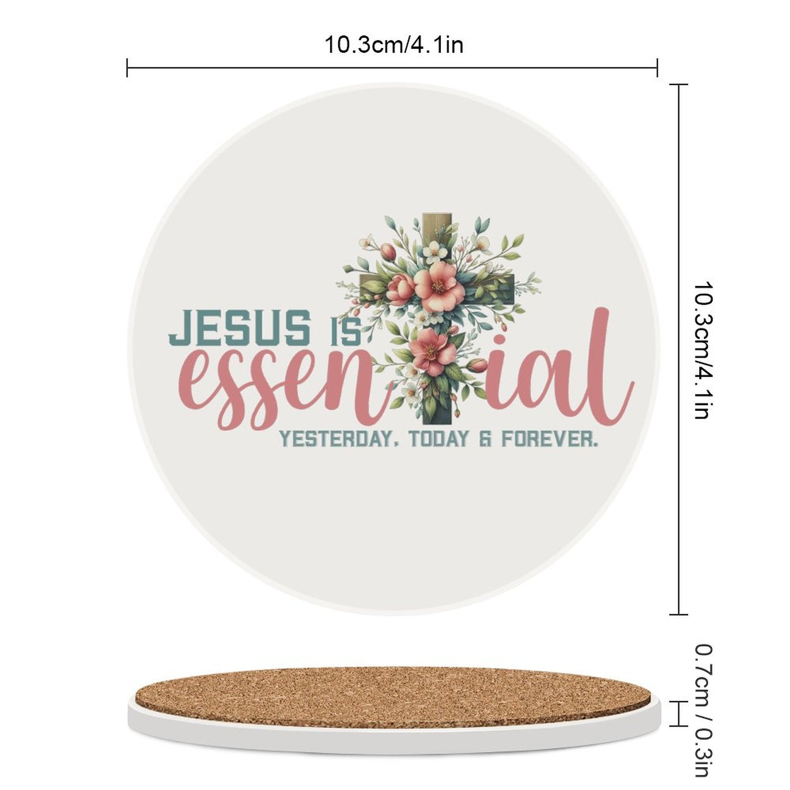 He Is Essential Christian Round Ceramic Coaster - ClaimedbyGodDesigns