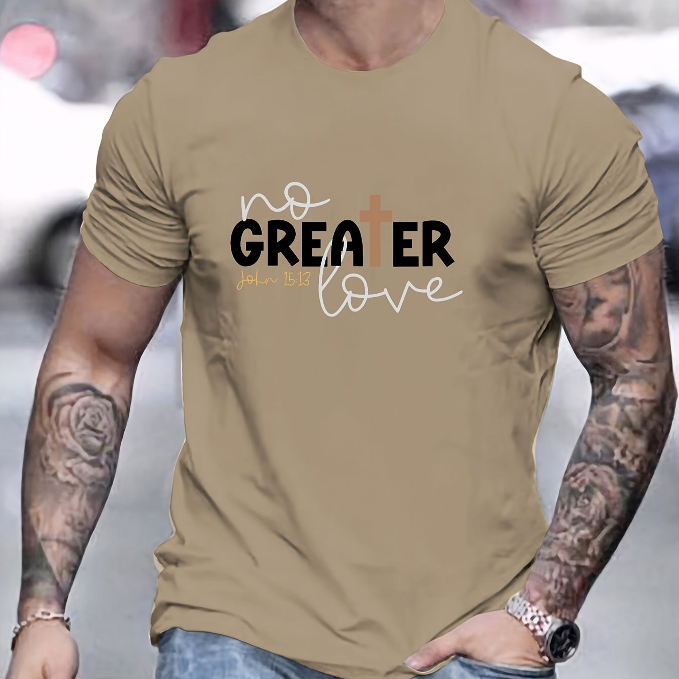 John 15:13 NO GREATER LOVE Men's Christian T-shirt claimedbygoddesigns
