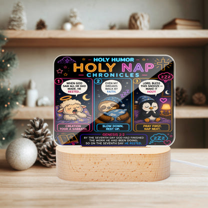 Holy Nap Chronicles Christian Square Acrylic Nigh Light - Luminous Base - ClaimedbyGodDesigns