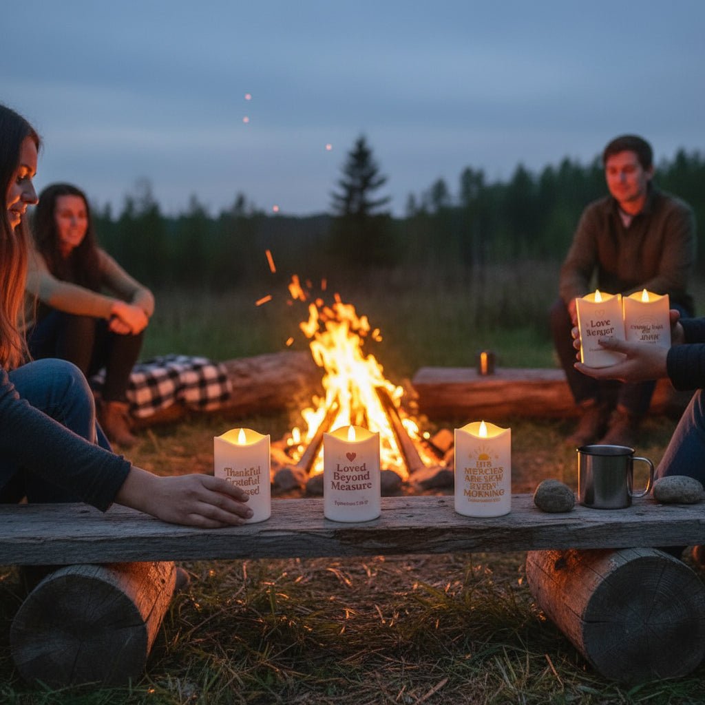 Love And Gratitude Christian Solar Wave Candles Set of 6 - ClaimedbyGodDesigns