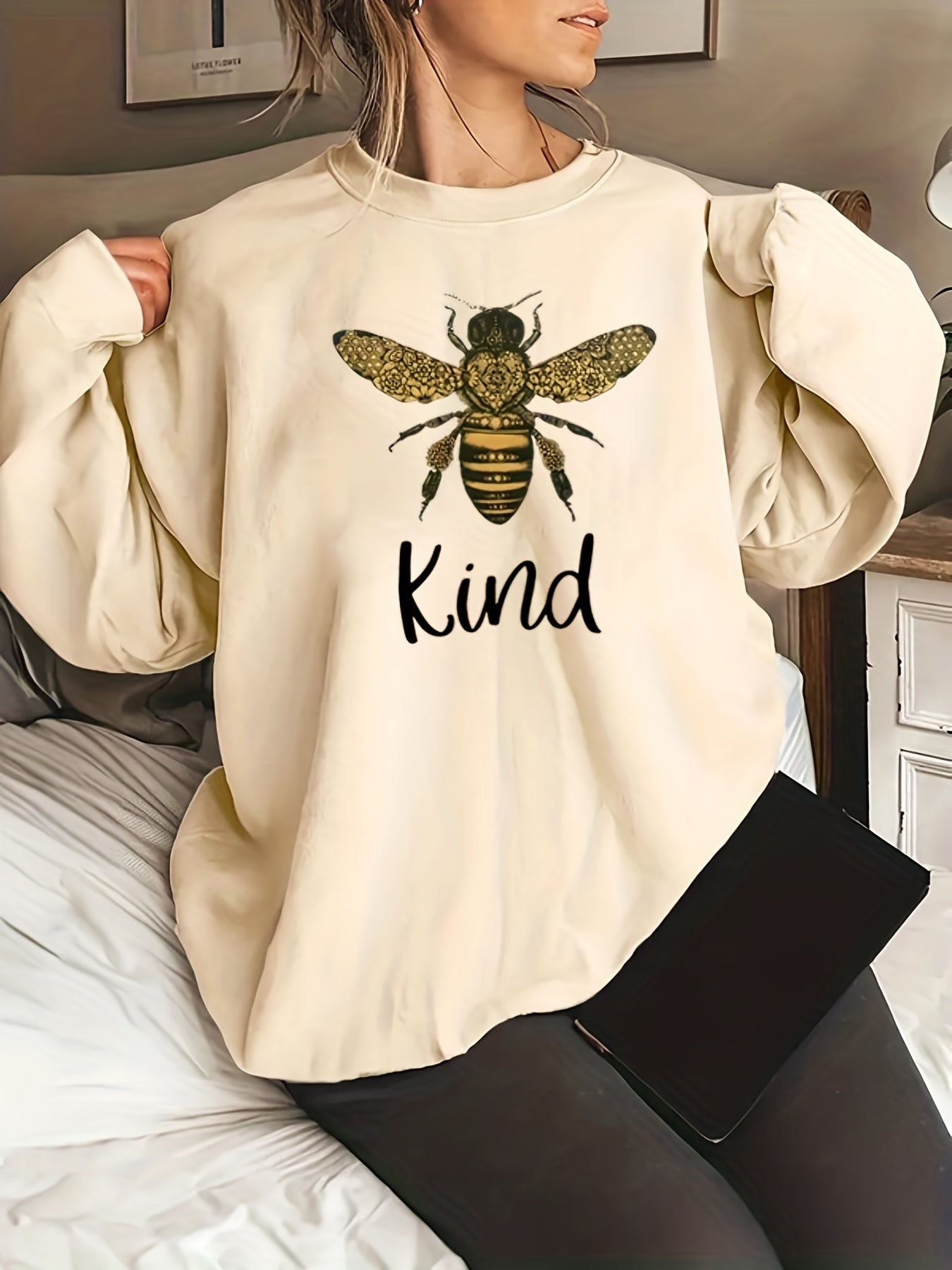 Bee Kind Plus Size Women's Christian Pullover Sweatshirt claimedbygoddesigns