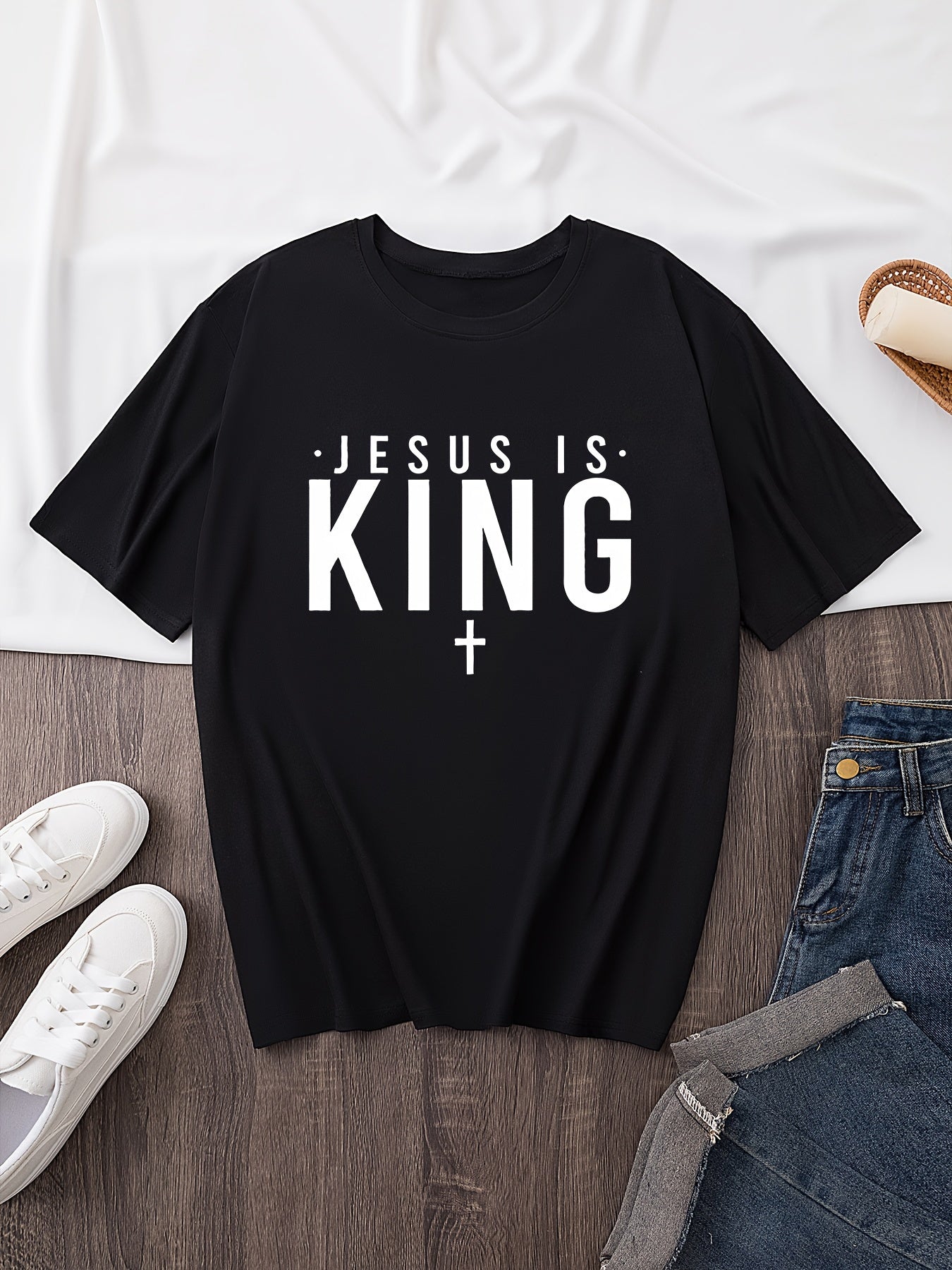 Jesus Is King Plus Size Women's Christian T-shirt claimedbygoddesigns