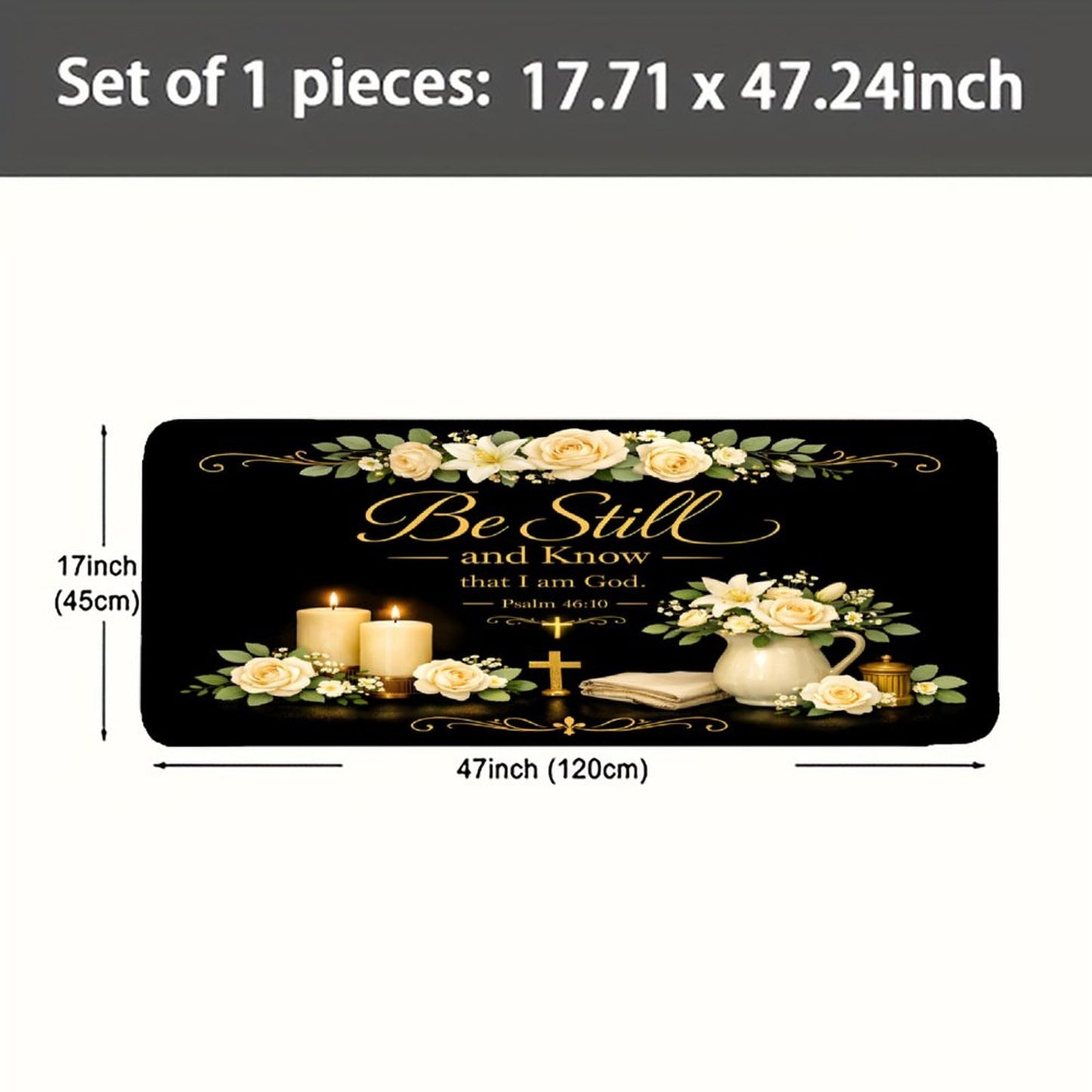 Be Still And Know That I Am God Flora Christian Kitchen Mat