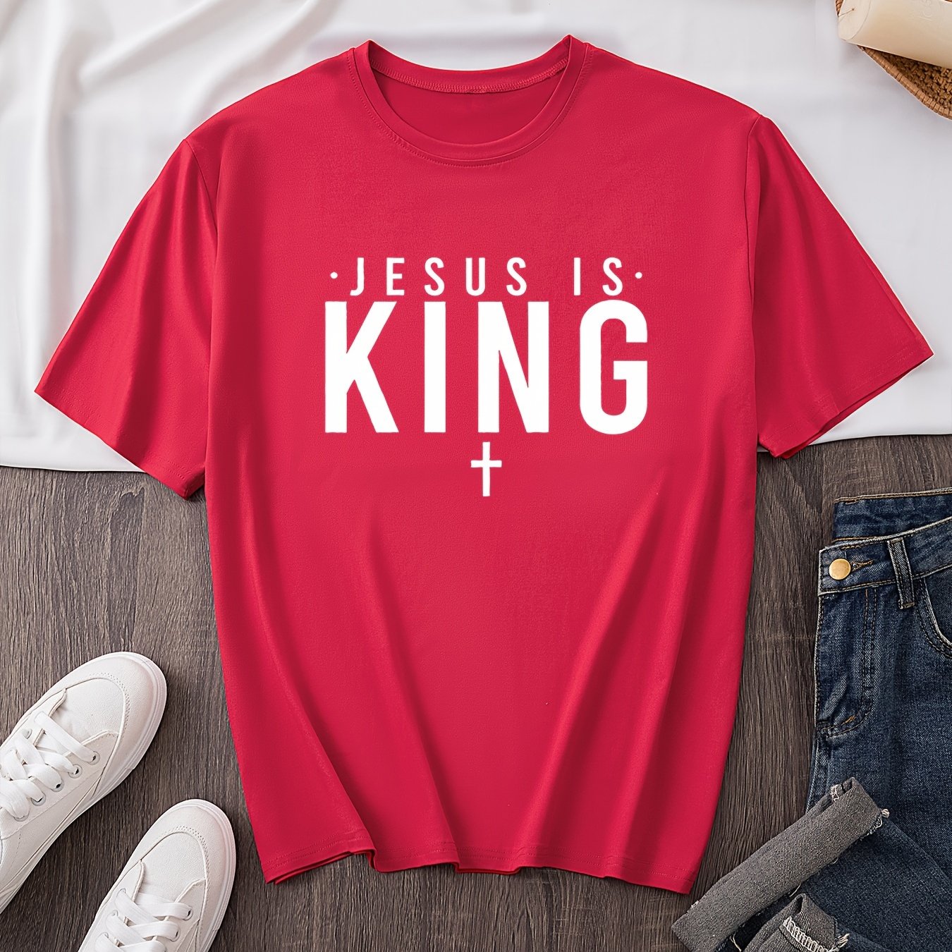 Jesus Is King Plus Size Women's Christian T-shirt claimedbygoddesigns