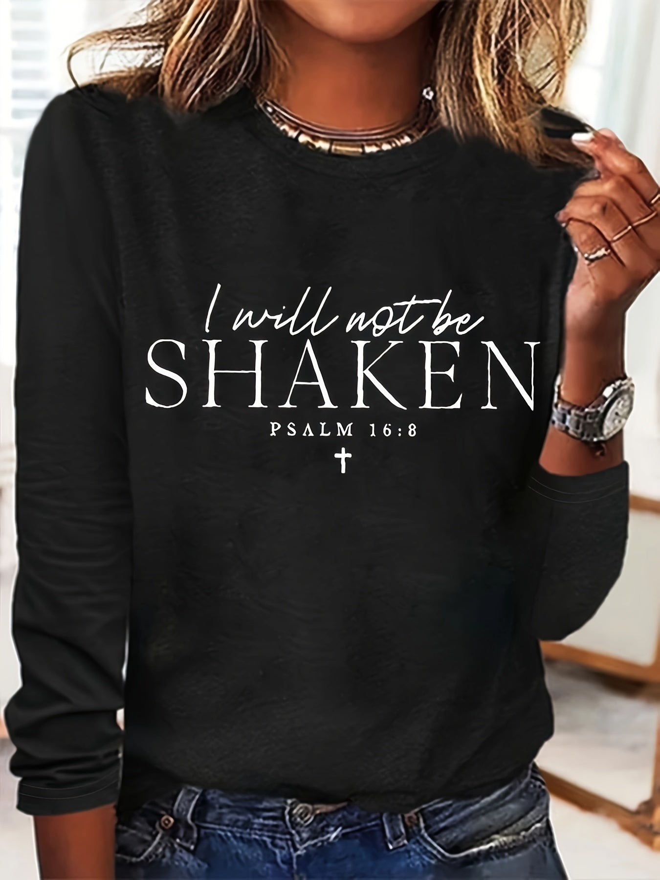 I Will Not Be Shaken Women's Christian Pullover Sweatshirt claimedbygoddesigns