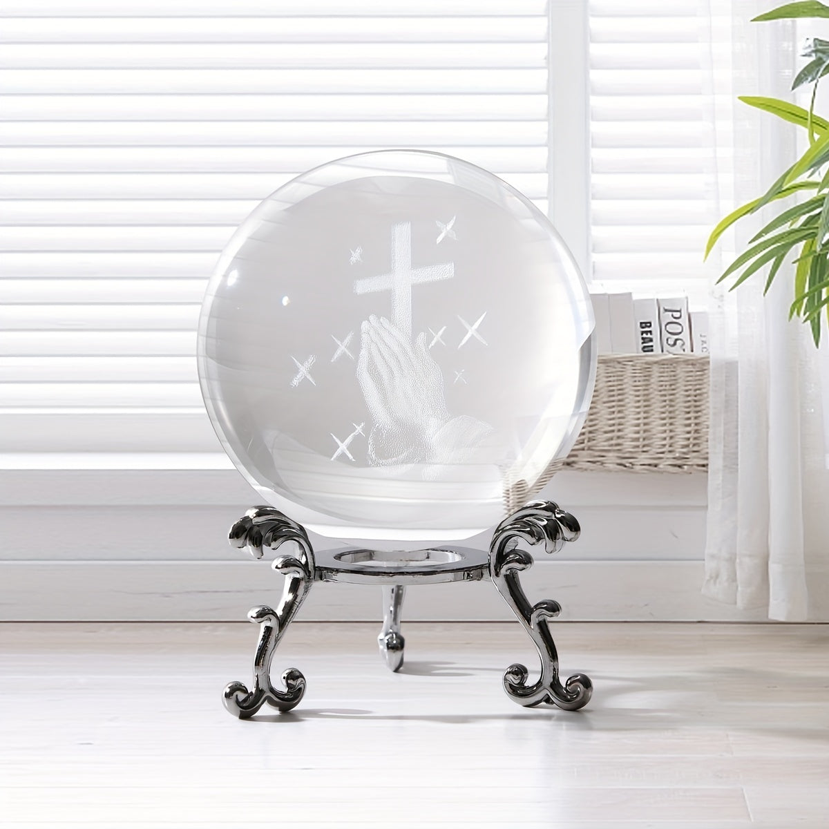 Pray & Focus On The Cross 3D Laser Crystal Ball Christian Gift Idea claimedbygoddesigns