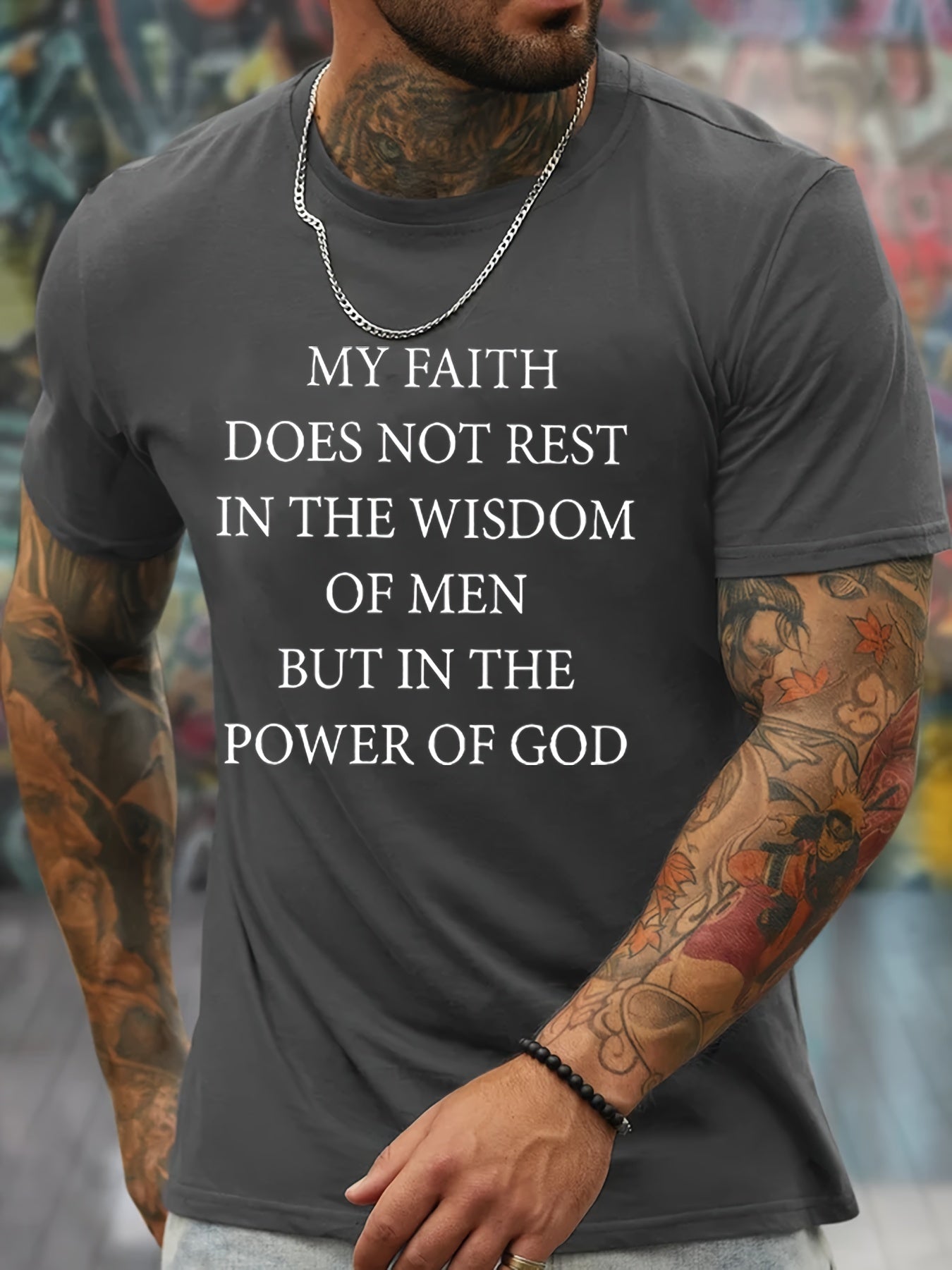 My Faith Rests In The Power Of God Men's Christian T-shirt claimedbygoddesigns