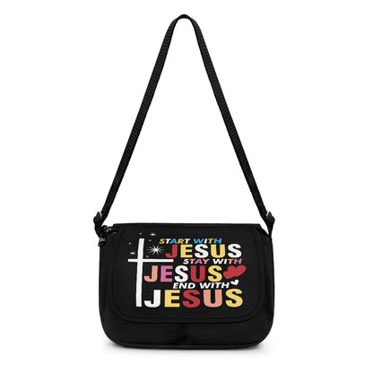 Start, Stay, End With Jesus Christian Kids Flap Crossbody Bag