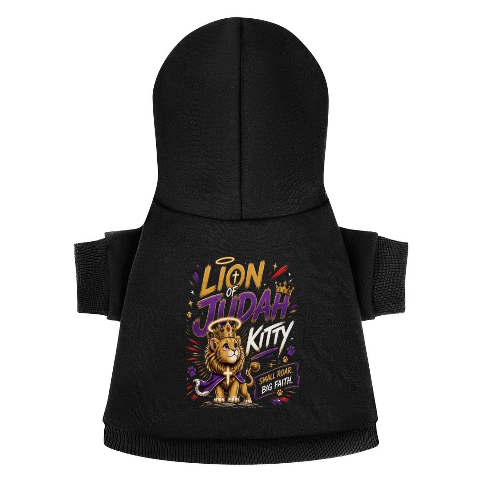 Lion Of Judah Kitty Christian Pet Hooded Pullover Sweatshirt Cat Hoodie Warm, Soft & Breathable - ClaimedbyGodDesigns
