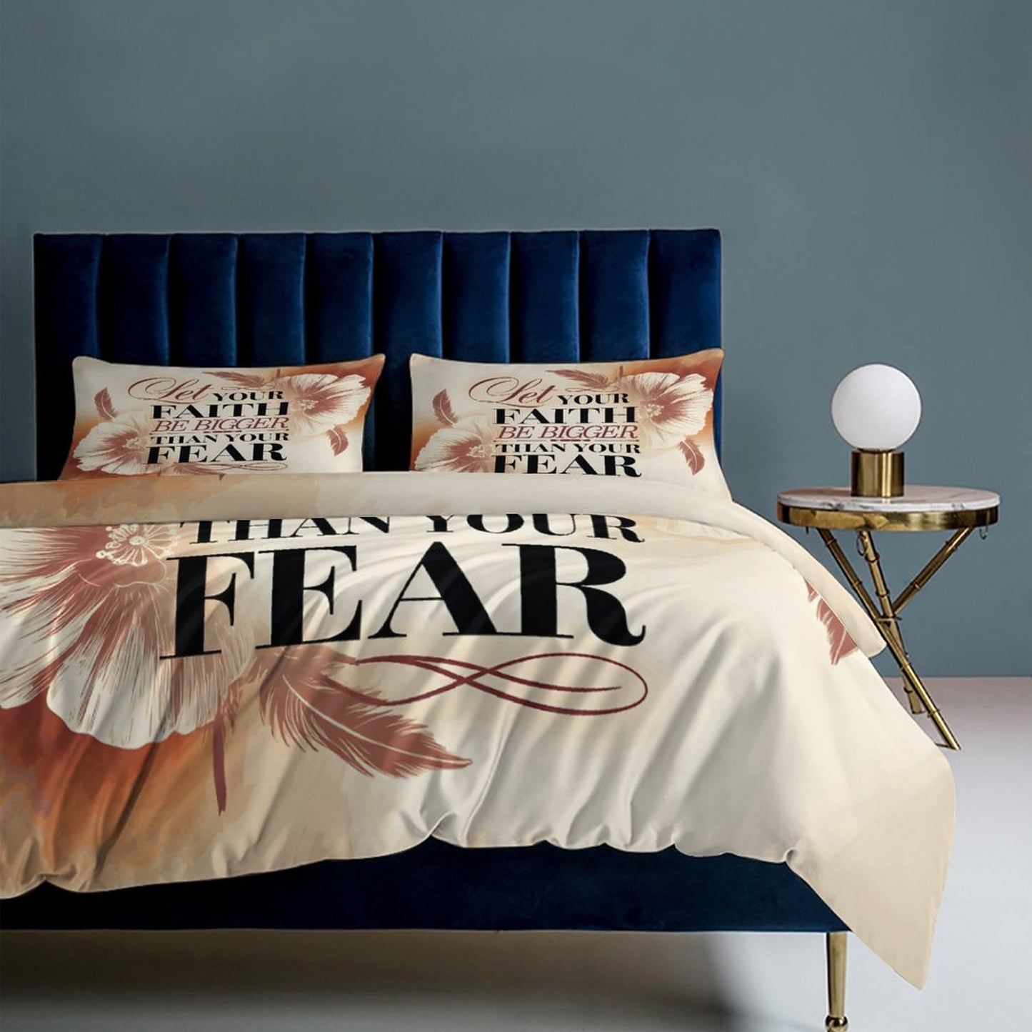 Let Your Faith Be Bigger Than Your Fear Christian 3-Piece Bedding Set