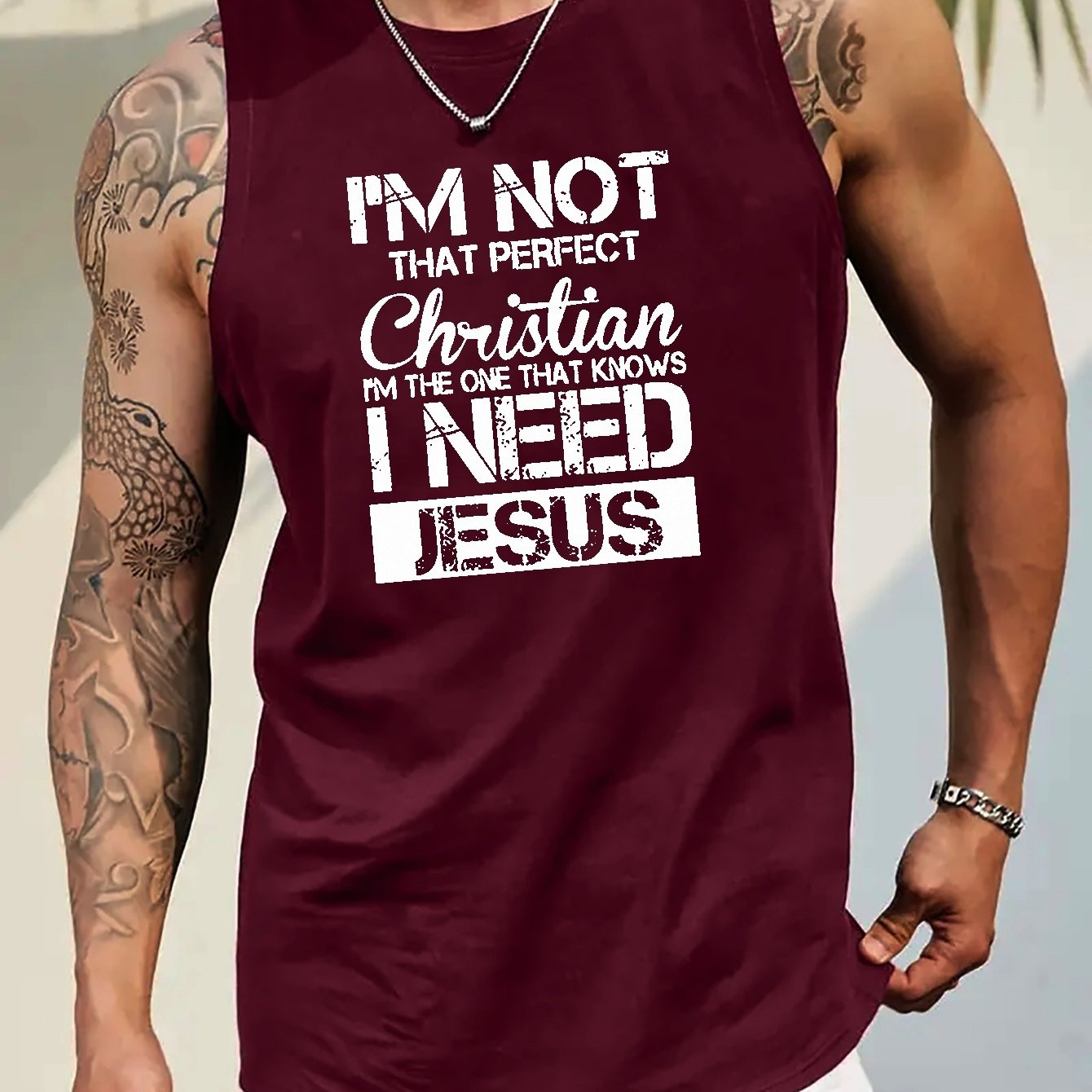 I'm Not That Perfect Christian...I Need Jesus Plus Size Men's Christian Tank Top claimedbygoddesigns
