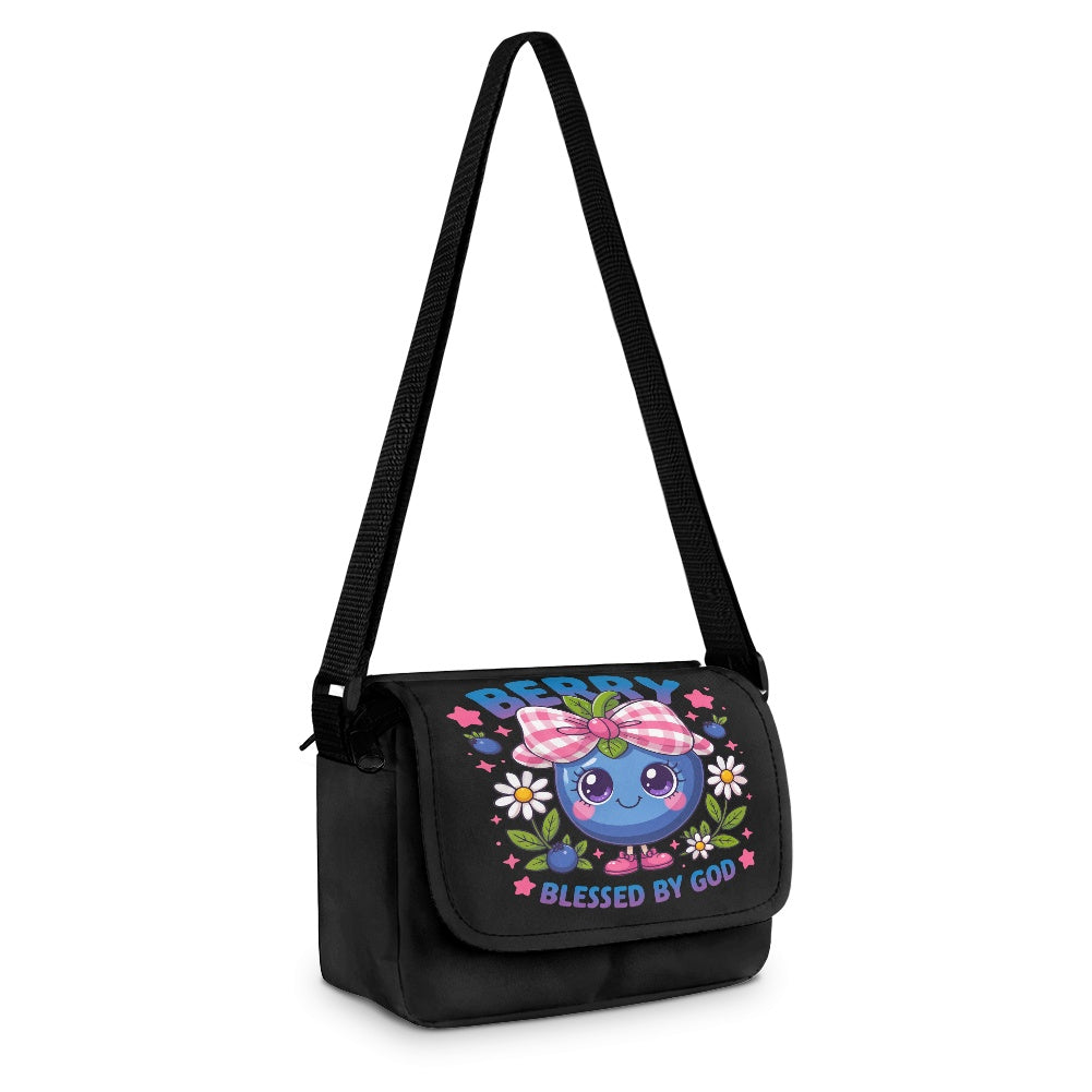 Berry Blessed By God Christian Kids Flap Crossbody Bag