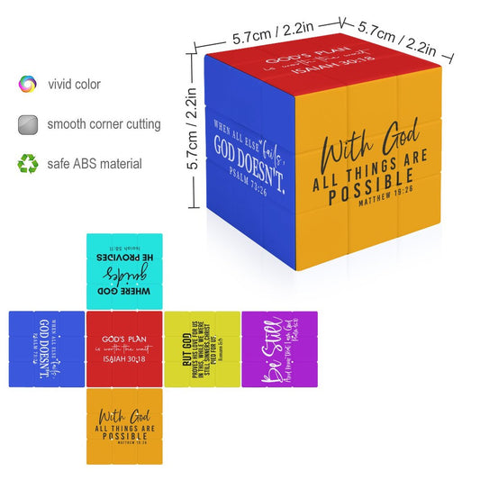 Bible verse inspiration Rotating cube puzzle 3x3 unique Christian Gift Idea game activity for kids, Men, Women, friends, family
