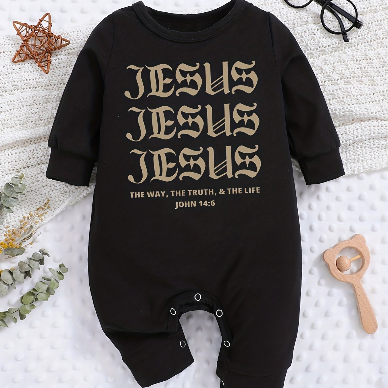 JESUS Jesus Jesus Long Sleeve Christian Baby Onesie claimedbygoddesigns