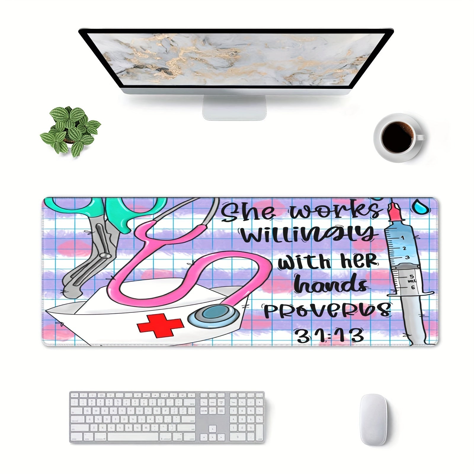 1pc Proverbs 31:13 She Works Willingly With Her Hands Christian Computer Keyboard Mouse Pad claimedbygoddesigns