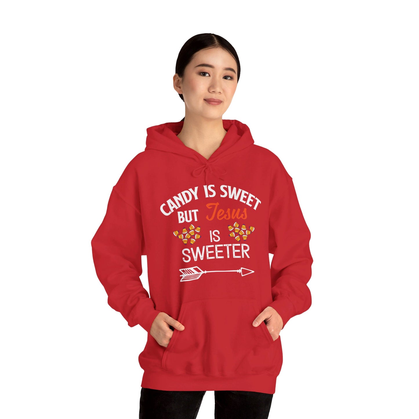 Candy Is Sweet Jesus Is Sweeter Halloween Unisex Christian Pullover Hooded Sweatshirt