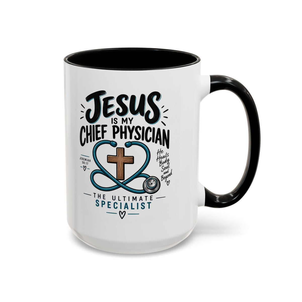 Jesus Is My Chief Physician Accent Coffee Mug – Christian Faith Medical Gift