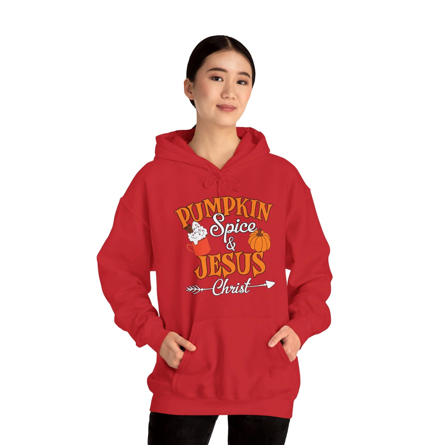 Pumpkin Spice And Jesus Christ Halloween Unisex Christian Pullover Hooded Sweatshirt