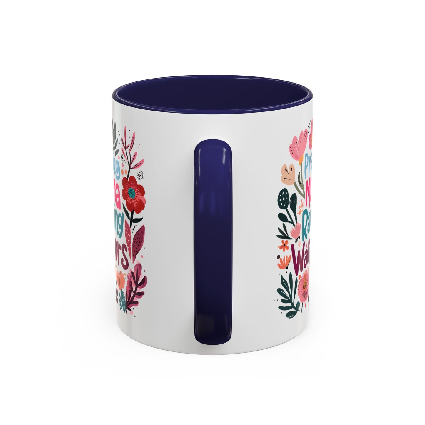 Floral Inspirational Coffee Accent Mug - Praying Mama Raising Warriors, Gift for Moms, Mother's Day Mug, Motivational Cup, Unique Kitchenware