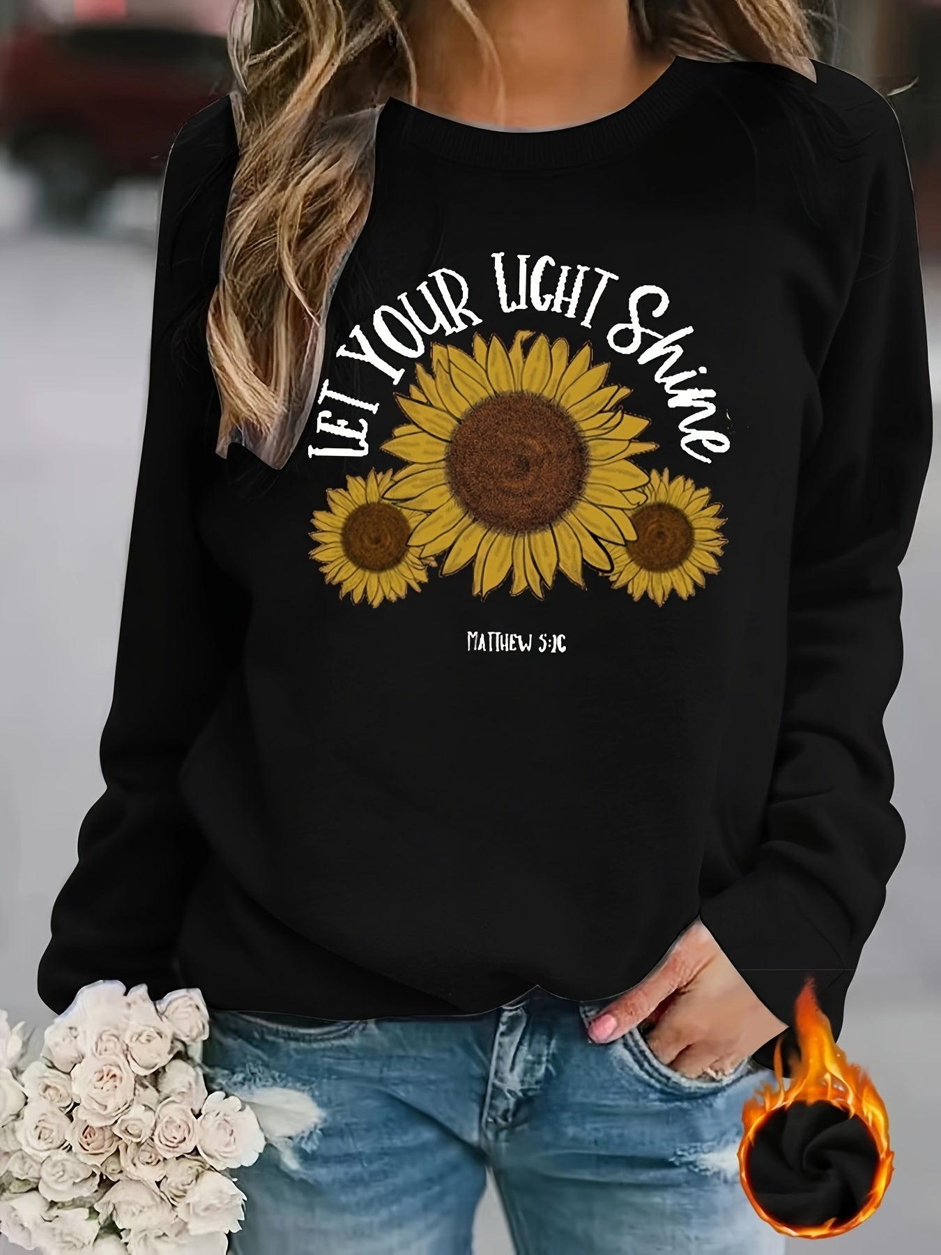 Matthew 5:16 Let Your Light Shine Women's Christian Pullover Sweatshirt claimedbygoddesigns