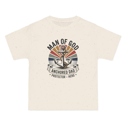 Man of God Anchored Dad  Men's Christian T-Shirt - Protector & Hero Tee