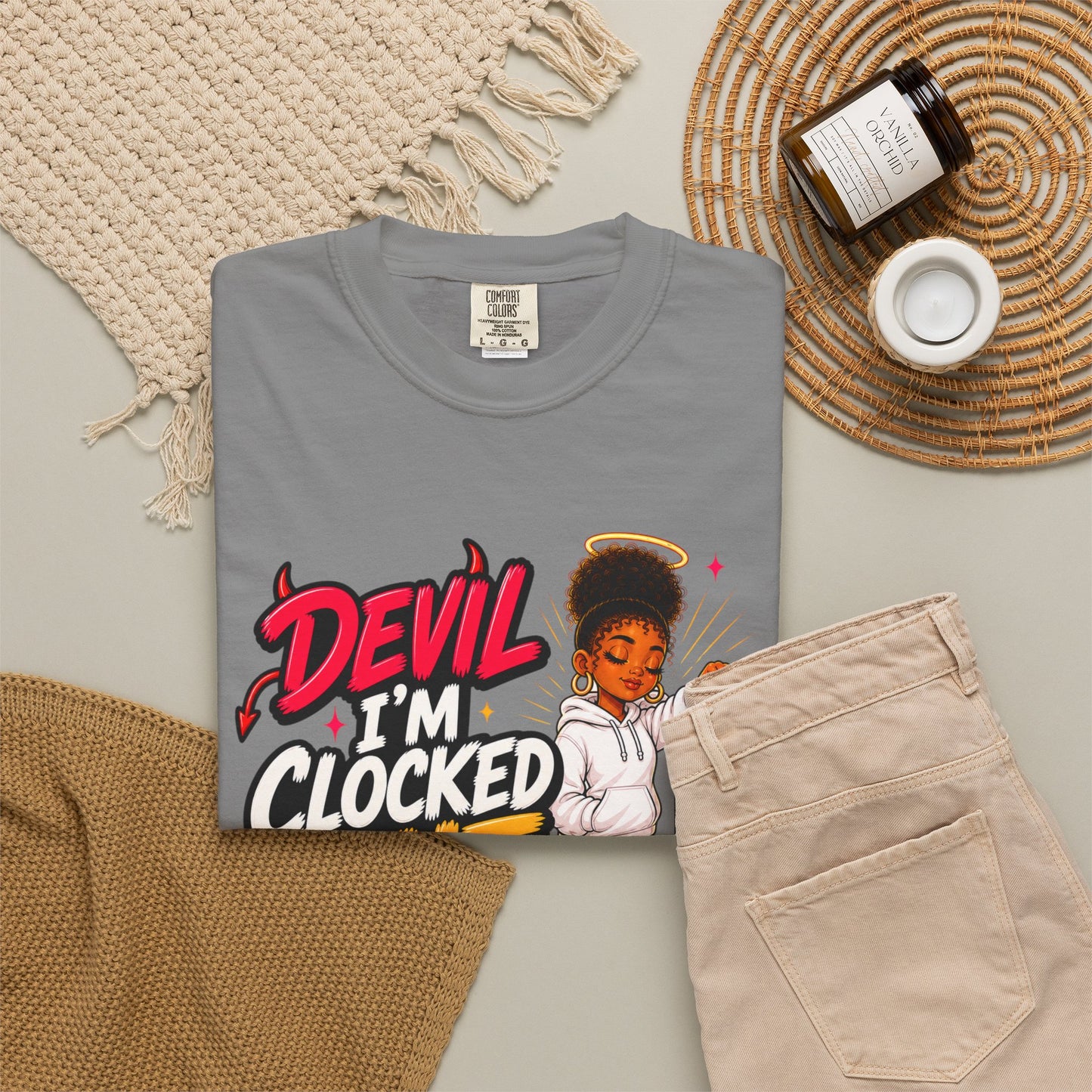 T-Shirt — "Devil I'm Clocked Out for Drama" Graphic Tee - ClaimedbyGodDesigns