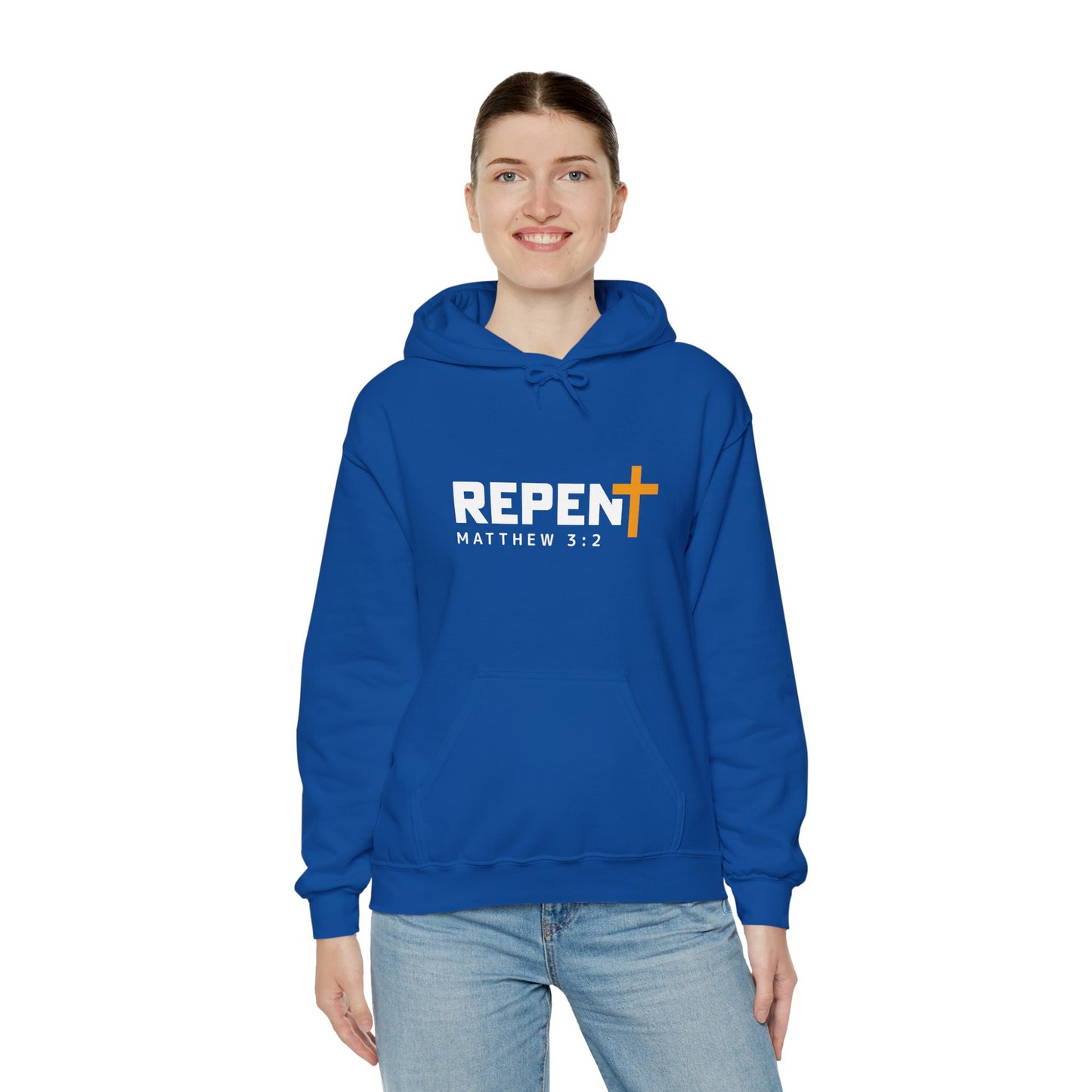 Repent (2) Christian Unisex Hooded Pullover Sweatshirt