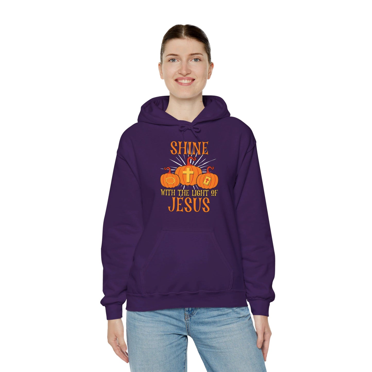 Shine With The Light Of Jesus Halloween Unisex Christian Pullover Hooded Sweatshirt