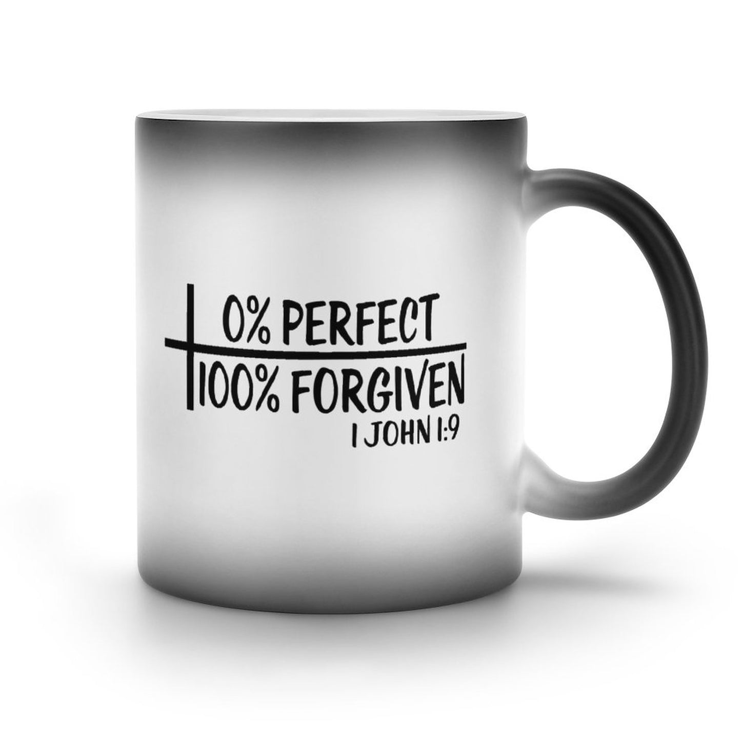 Zero Percent Perfect One Hundred Percent Forgiven Christian Color Changing Mug (Dual-sided)