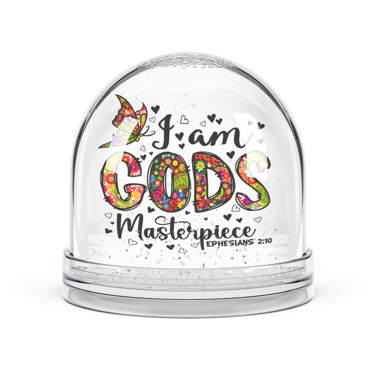 Christian Snow Globe, Religious Home Decor, Inspirational Gift, Christmas Decoration, You Are His Masterpiece - ClaimedbyGodDesigns
