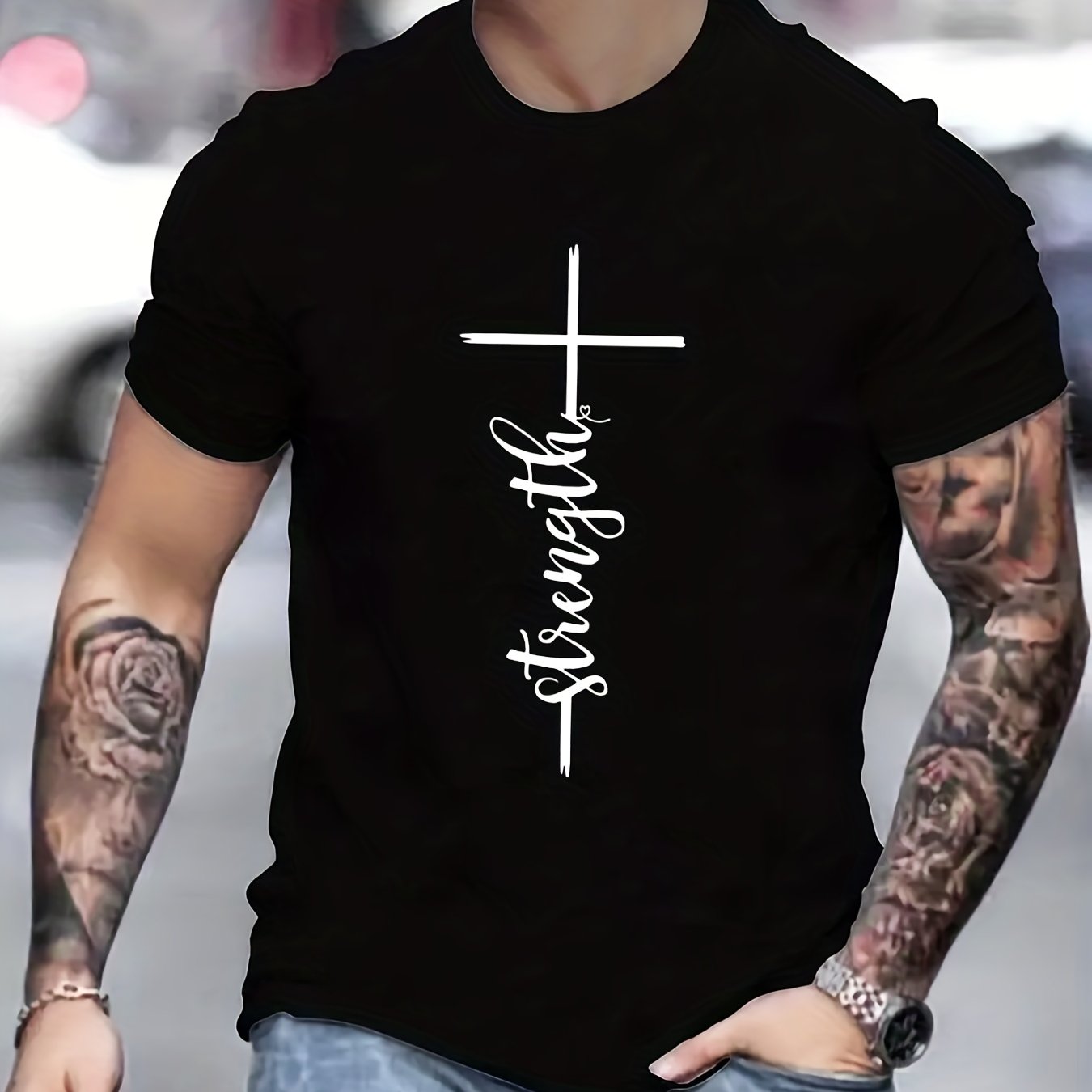 Strength Men's Christian T-Shirt claimedbygoddesigns