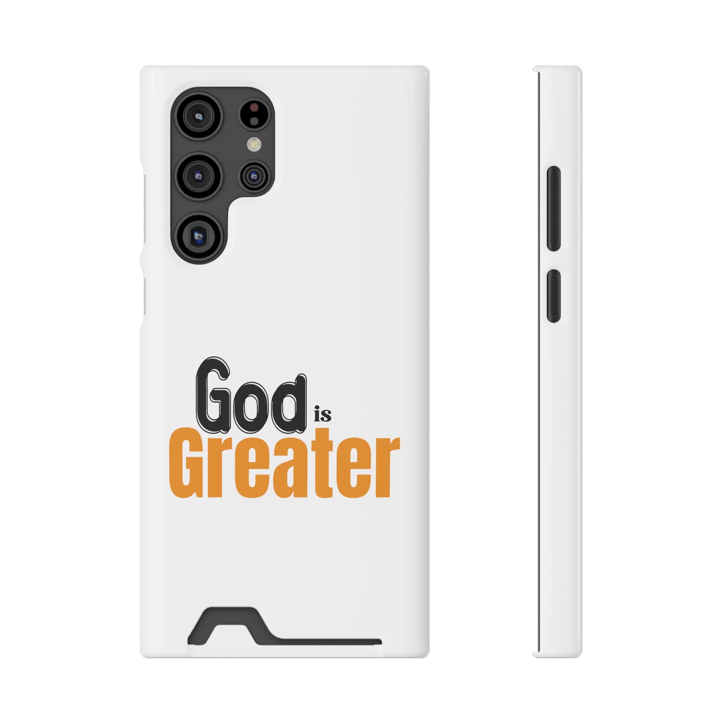 God Is Greater Christian Phone Case With Card Holder Printify