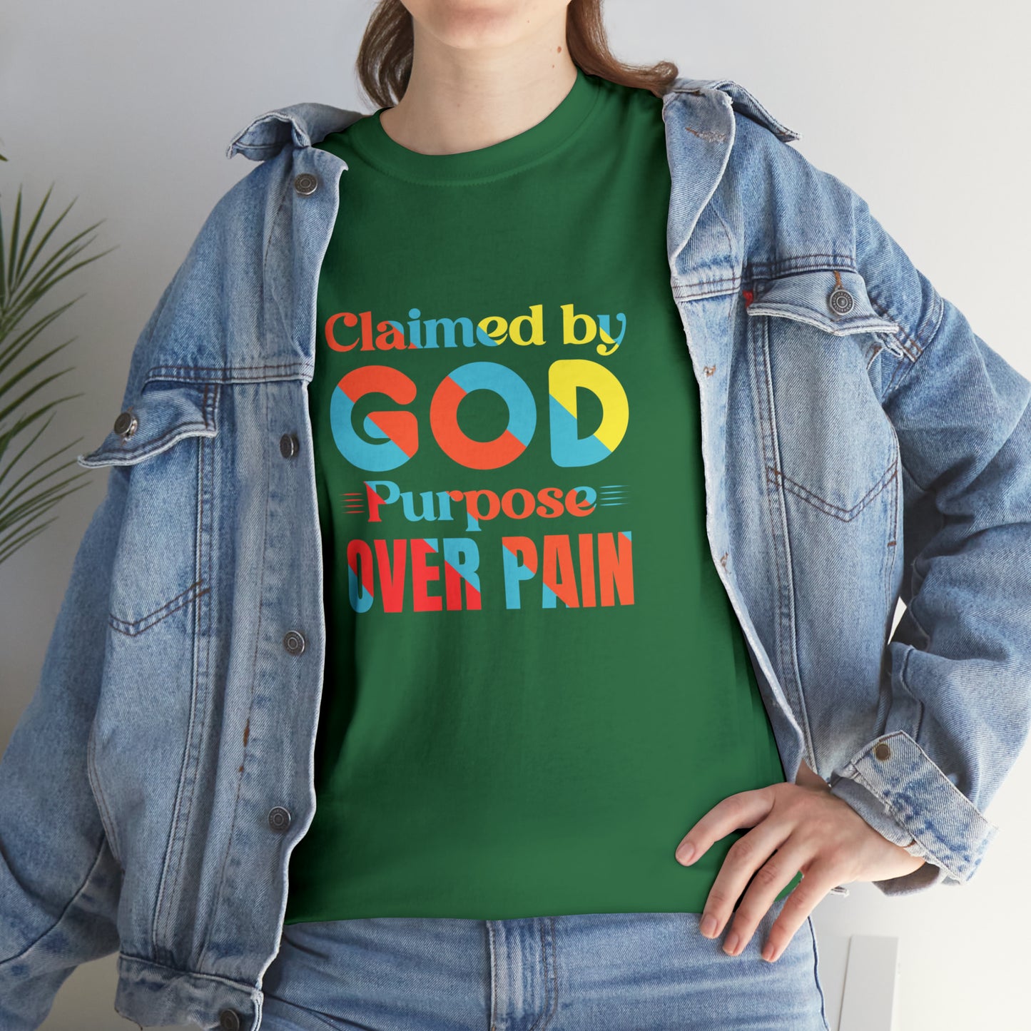 Claimed By God Purpose Over Pain Unisex Heavy Cotton Tee Printify