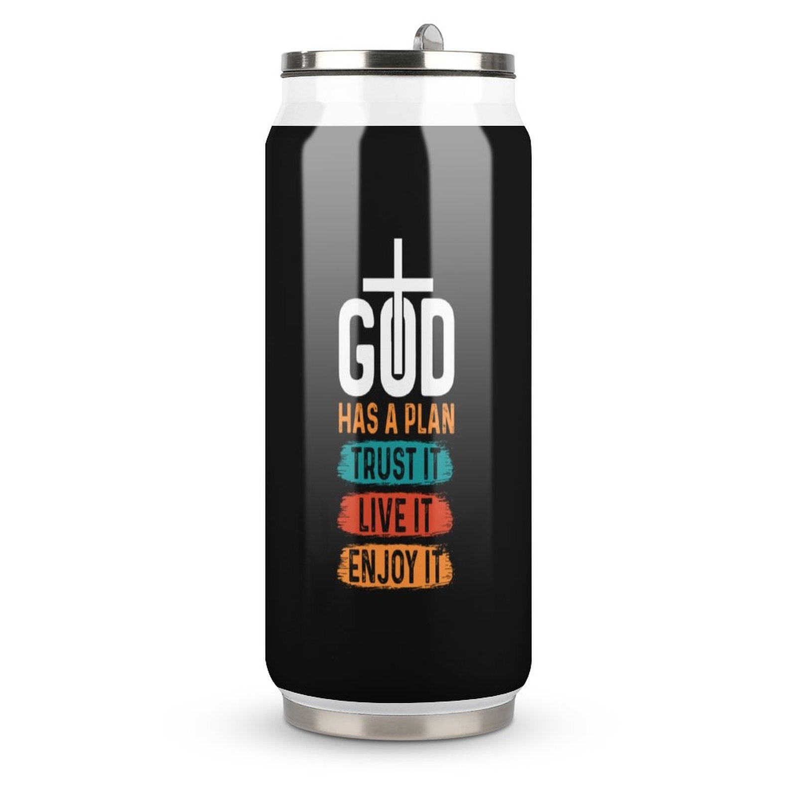 God Has A Plan Trust It Live It Enjoy It Unique Christian Stainless Steel Tumbler with Straw SALE-Personal Design