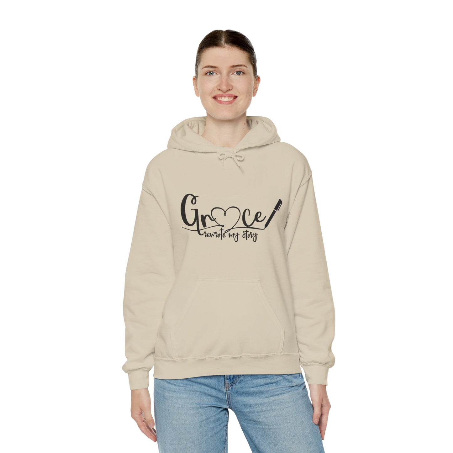 Grace Rewrote My Story Unisex Christian Pullover Hooded Sweatshirt