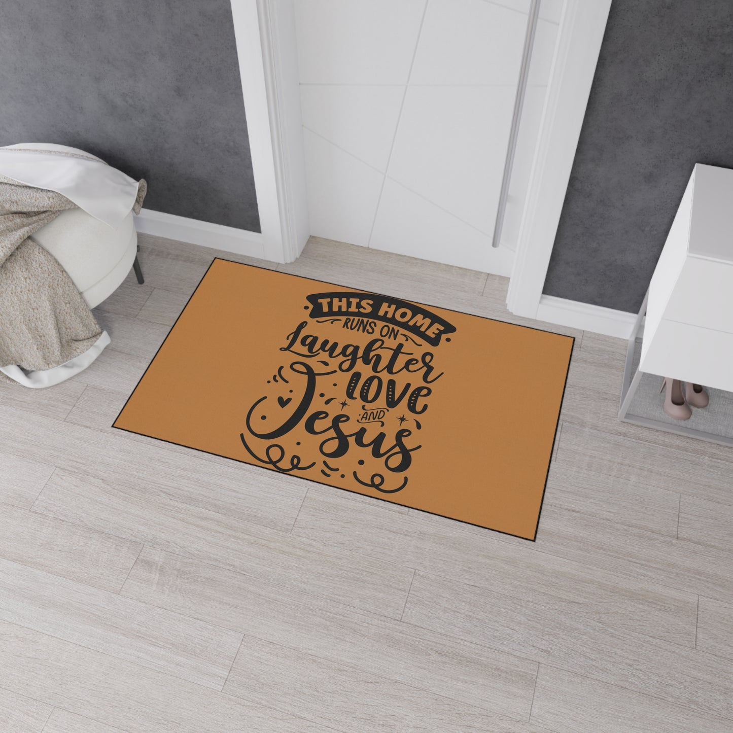 Christian Heavy Duty Floor Mat, This Home Runs On Jesus Home Decor, Religious Entryway Rug, Scripture Welcome Mat, Inspirational