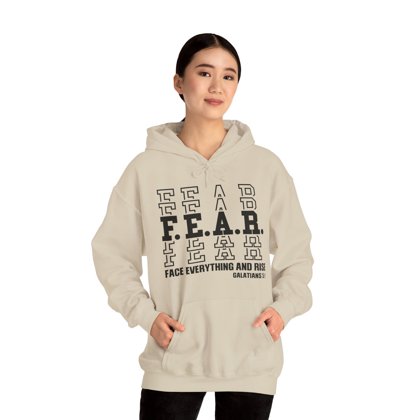 FEAR Face Everything And Rise Unisex Christian Hooded Pullover Sweatshirt