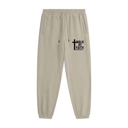 Walk By Faith Unisex (men women) Christian Heavyweight Fleece Sweatpants(Joggers) - ClaimedbyGodDesigns