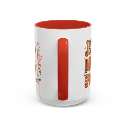 Accent Coffee Mug — "Jesus Don't Spook!" Cute Ghost Christian Coffee Mug (11/15oz)