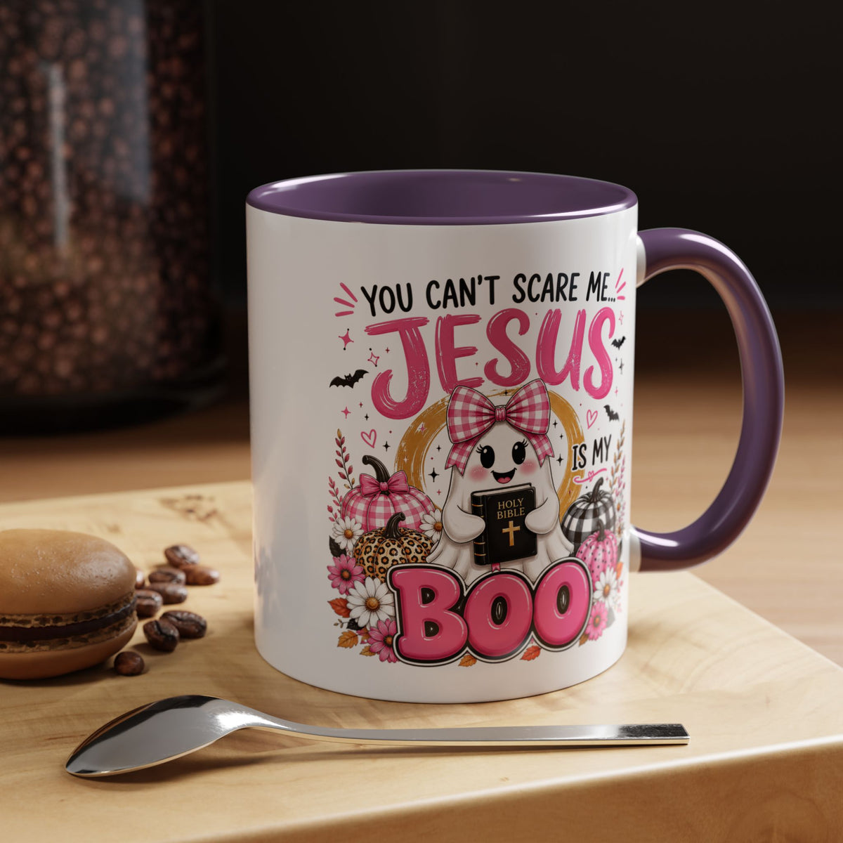You Can’t Scare Me Jesus Is My Boo Coffee Mug — Halloween Christian Accent Mug