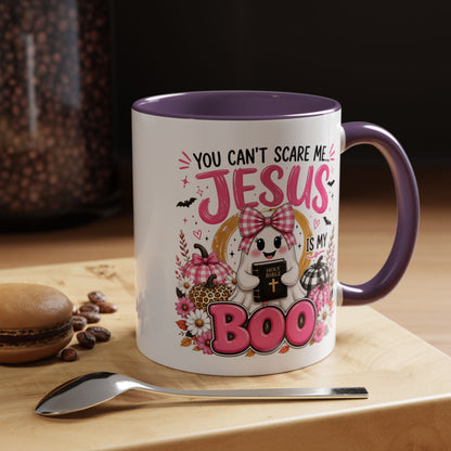 You Can’t Scare Me Jesus Is My Boo Coffee Mug — Halloween Christian Accent Mug