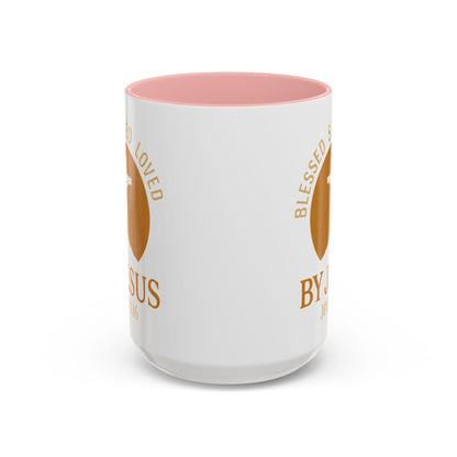 Inspirational Accent Coffee Mug - Blessed, Saved, Loved by Him | John 3:16