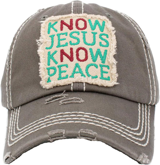 Know Jesus Know Peace Christian Hat claimedbygoddesigns