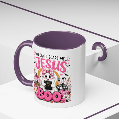 You Can’t Scare Me Jesus Is My Boo Coffee Mug — Halloween Christian Accent Mug