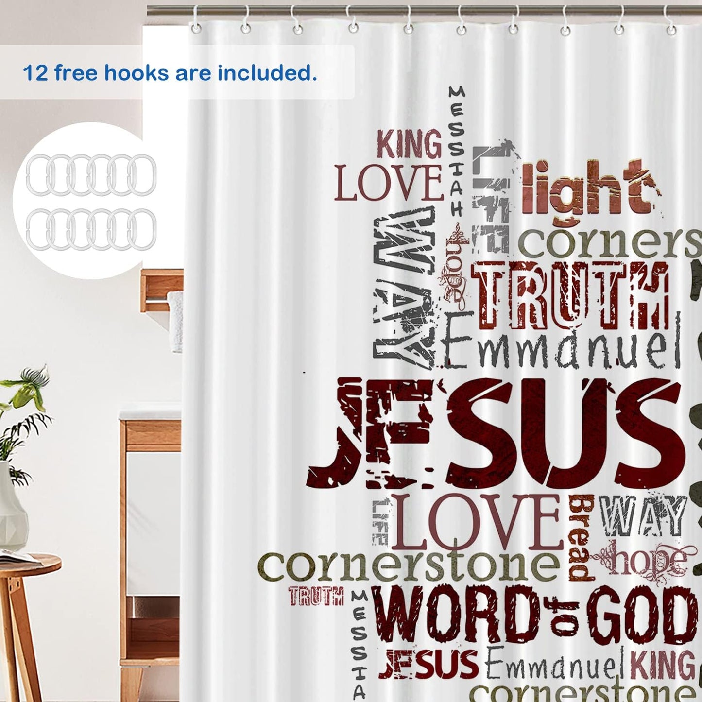 Jesus Christian Shower Curtain claimedbygoddesigns