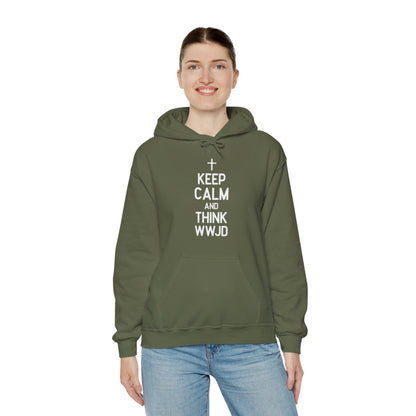 Keep Calm And Think What Would He Do (wwjd)Unisex Christian Hooded Pullover Sweatshirt