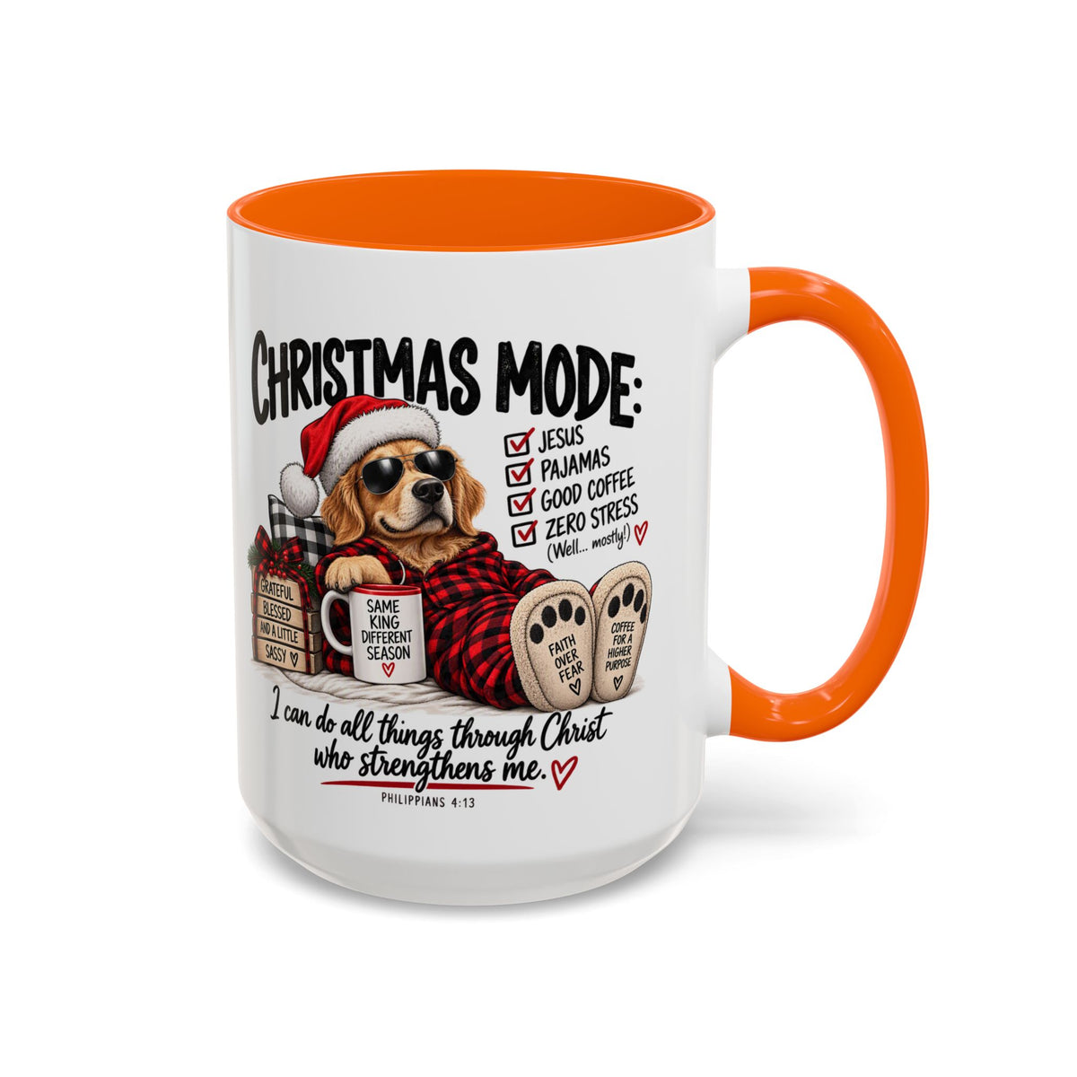 Christmas Mode: Jesus, Pajamas, Good Coffee Dog Coffee Mug