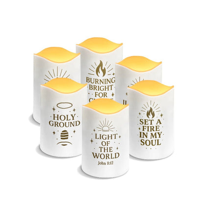 Light And Worship Christian Solar Wave Candles Set of 6 - ClaimedbyGodDesigns